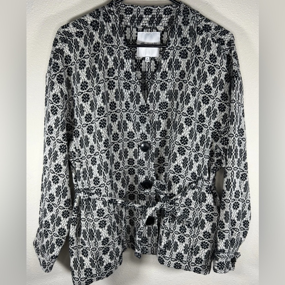 Madewell Geometric Jacquard Tie-Waist Jacket Jacquard Pattern Coat Oversized M
